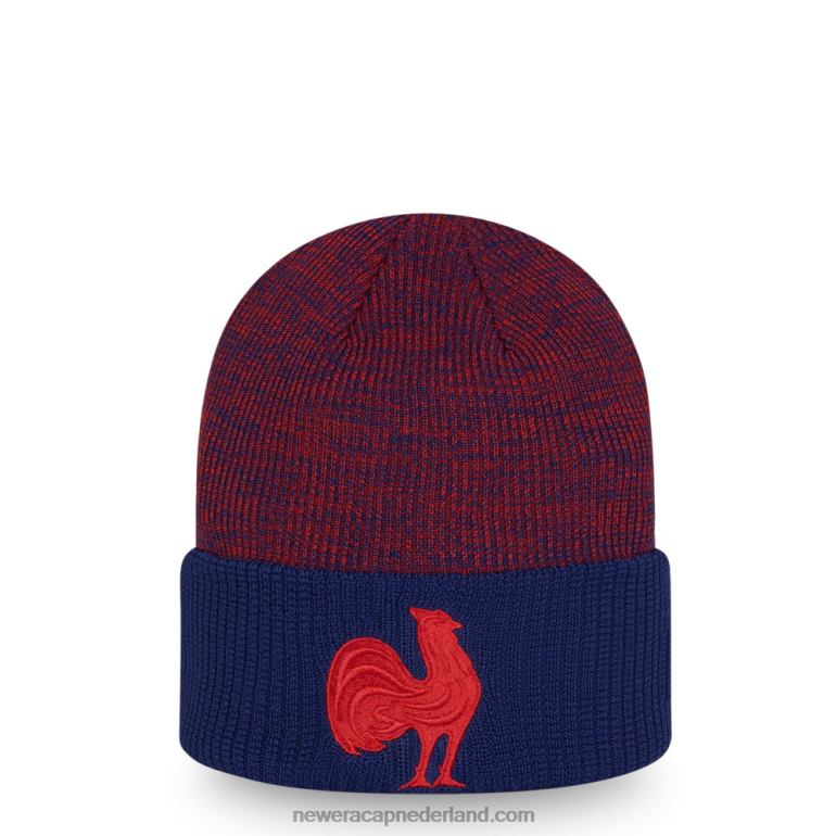 New Era Frankrijk rugby beanie hoed met blauwe manchetten 0J2842558