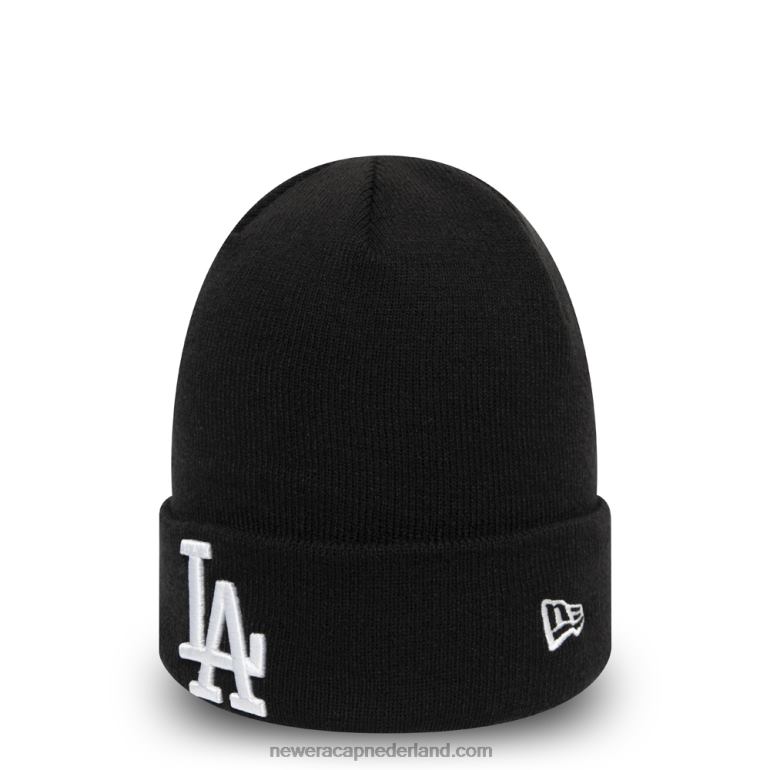 New Era la dodgers essentiële zwarte muts met manchetten 0J2842457