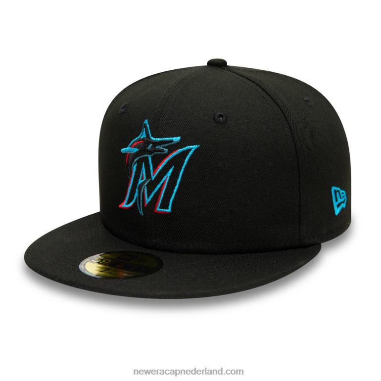 New Era Miami Marlins authentiek op veldspel zwarte 59fifty cap 0J284734