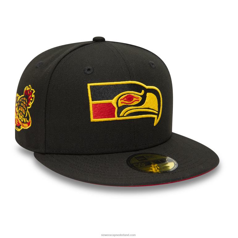 New Era Seattle Seahawks zwarte 59fifty getailleerde pet 0J284652