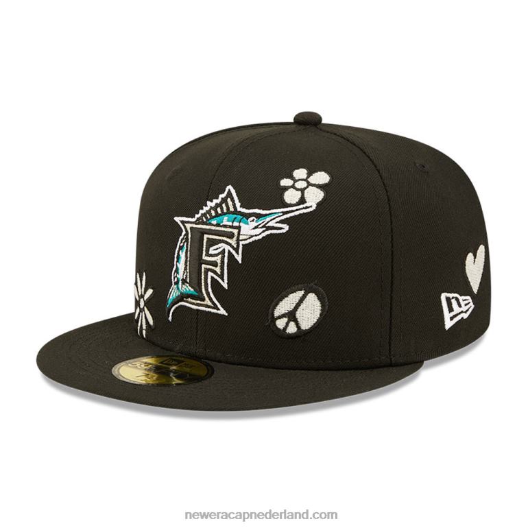 New Era miami marlins mlb zonlicht pop zwarte 59fifty pet 0J2841264