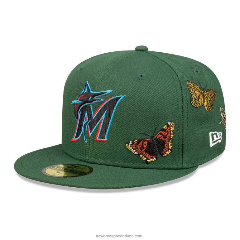 New Era miami marlins vilt x mlb donkergroene 59fifty pet 0J284695