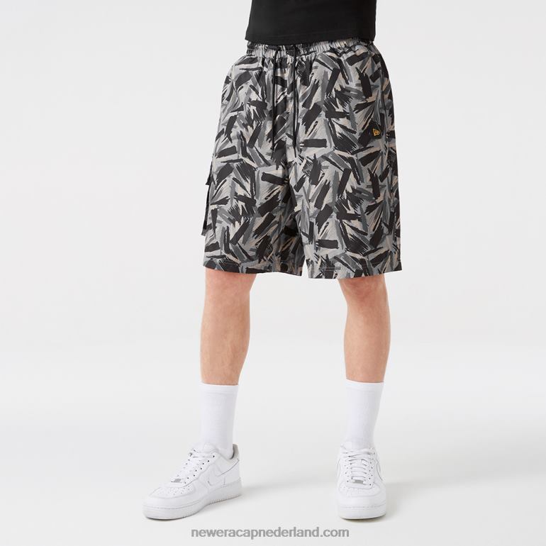 New Era print zwarte cargo shorts 0J2842634