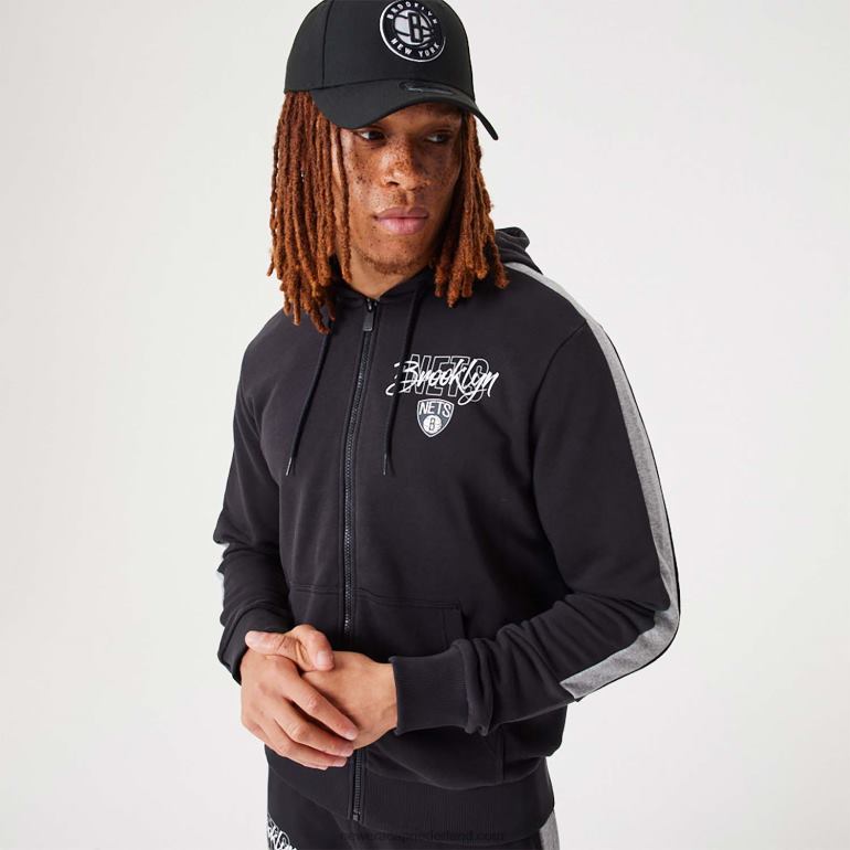 New Era Brooklyn Nets nba script zwarte hoodie met rits 0J2842752