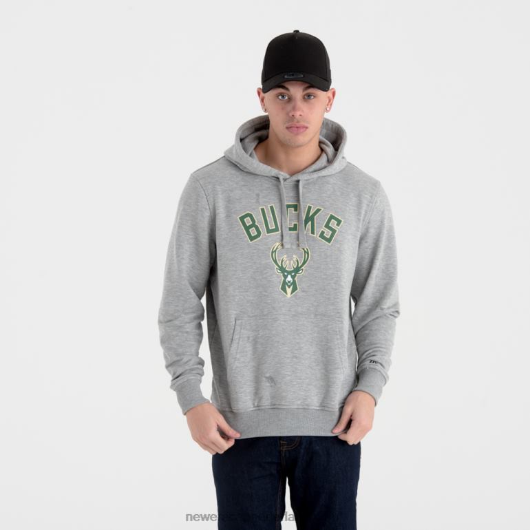 New Era Milwaukee Bucks team logo grijze hoodie 0J2842751