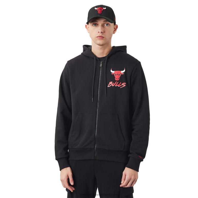 New Era chicago bulls nba script zwarte hoodie met rits 0J2842698