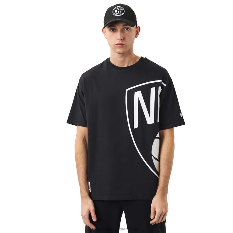 New Era Brooklyn Nets nba zwart T-shirt met zijlogo 0J2843127