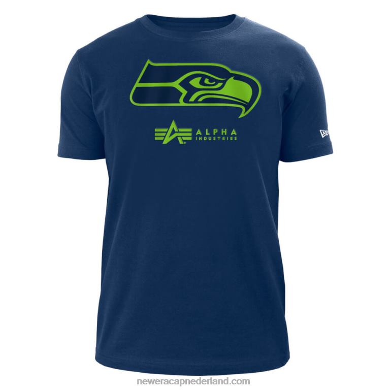 New Era Seattle seahawks x alpha industries marineblauw t-shirt 0J2843017