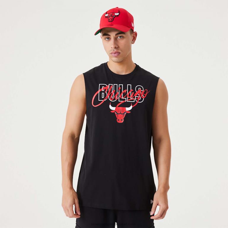 New Era chicago bulls nba script essentieel zwart mouwloos onderhemd 0J2843121