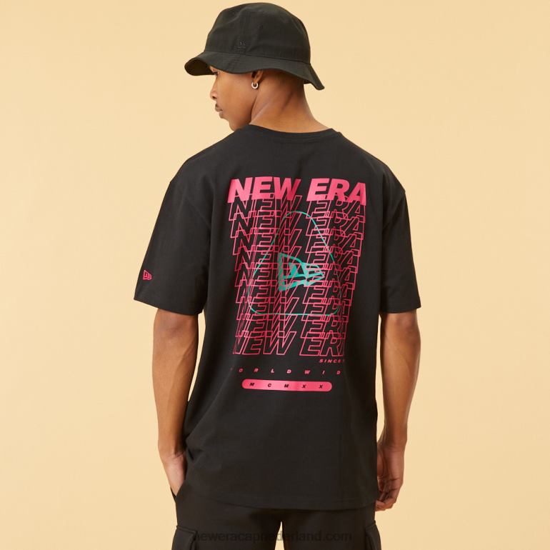 New Era grafisch zwart oversized t-shirt 0J2843104