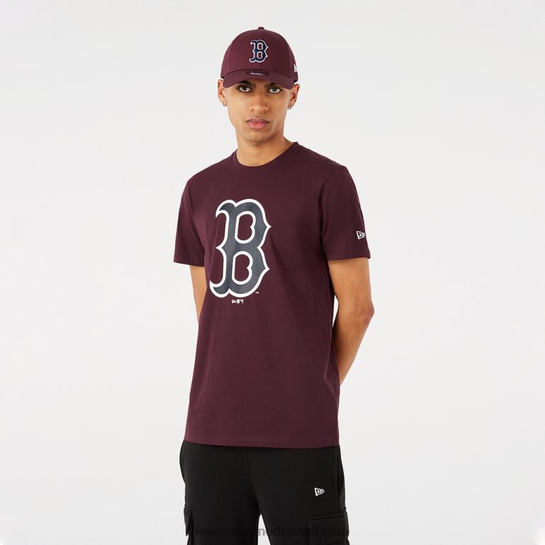 New Era kastanjebruin t-shirt met boston red sox teamlogo 0J2842895