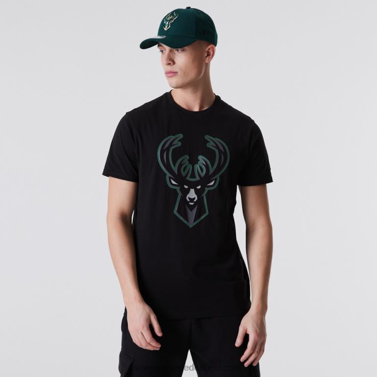 New Era milwaukee bucks nba zwart t-shirt met omtreklogo 0J2842890